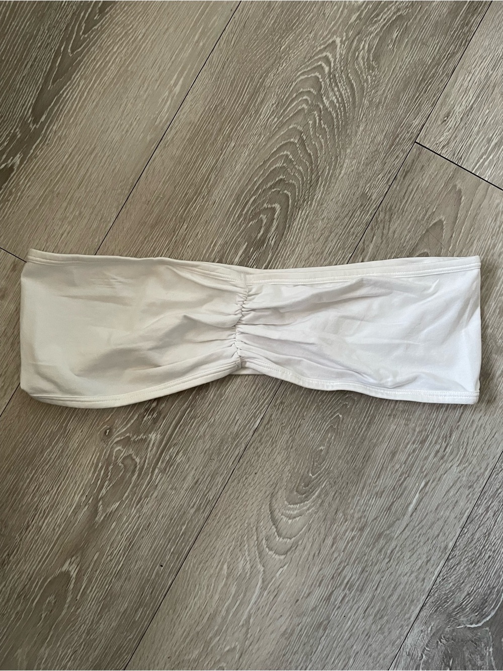 NEW TNA Bandeau Bra Strapless Tube Top Ruched White Cotton Size Large NWOT